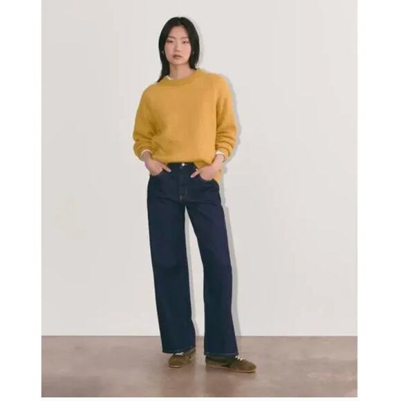 Everlane Cocoon Crew Alpaca Wool Blend Knit Golden Yellow Sweater Size S Casual - Picture 9 of 13